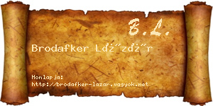 Brodafker Lázár névjegykártya